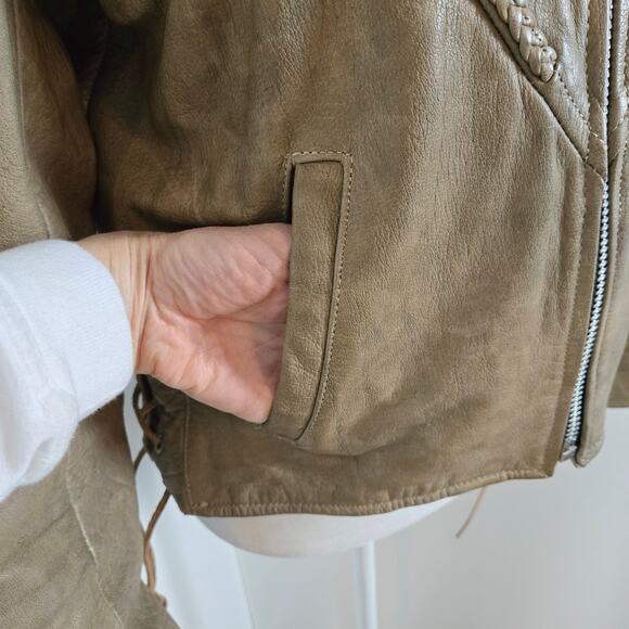 Hot Leathers Leather Biker Motorcycle Jacket Small tan brown - Picture 8 of 17